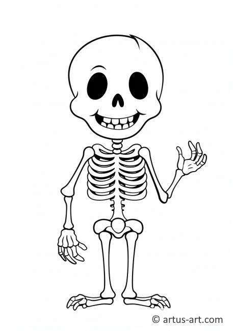 Pagina da colorare di uno scheletro